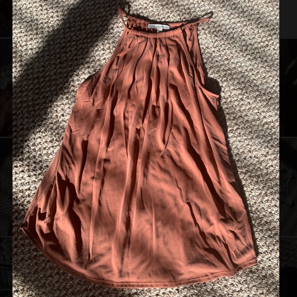 Green envelope halter tank top